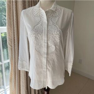 Roberto Cavalli White Cotton
Embroidery Blouse